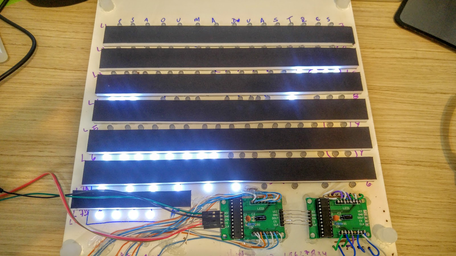 LEDs com o foam board